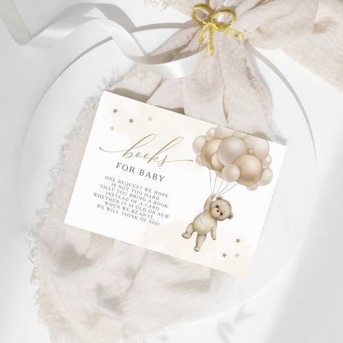 We Can Bearly Wait Teddy Bear Neutral Bring a Book Enclosure Card