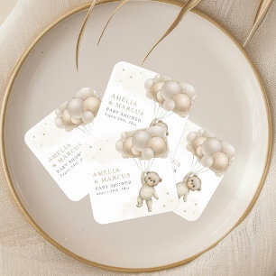 We Can Bearly Wait Teddy Bear Neutral Shower Square Sticker