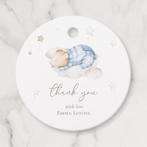 We can Bearly Wait Teddy Bear On Cloud Baby Shower Favor Tags