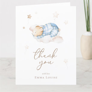 We can Bearly Wait Teddy Bear On Cloud Baby Shower Thank You Card