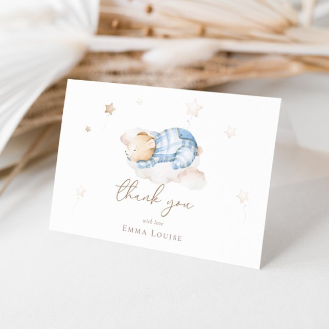 We can Bearly Wait Teddy Bear On Cloud Baby Shower Thank You Card (Creator Uploaded)