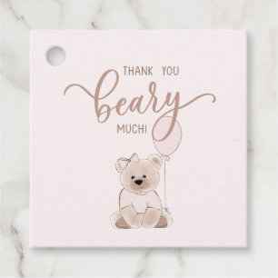 We Can Bearly Wait Teddy Bear Pink Baby Shower Favor Tags