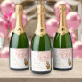 We Can Bearly Wait Teddy Bear Pink Baby Shower Sparkling Wine Label