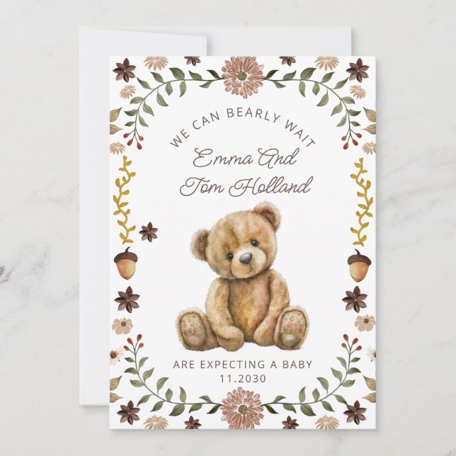 We Can Bearly Wait Teddy Bear Pregnancy Announcement (Front)