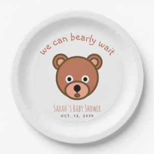 We Can Bearly Wait Teddy Bear Simple Baby Shower Paper Plates