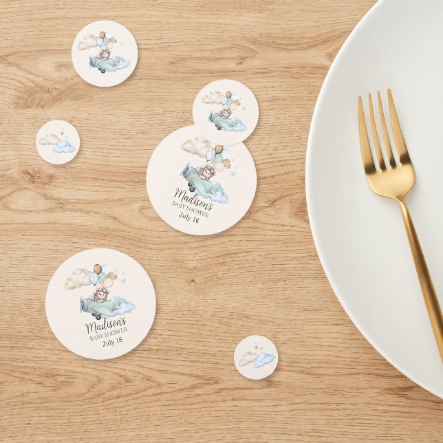 We Can Bearly Wait Teddy Bear Table Scatter Confetti (We Can Bearly Wait Teddy Bear Airplane Boy Table Confetti)