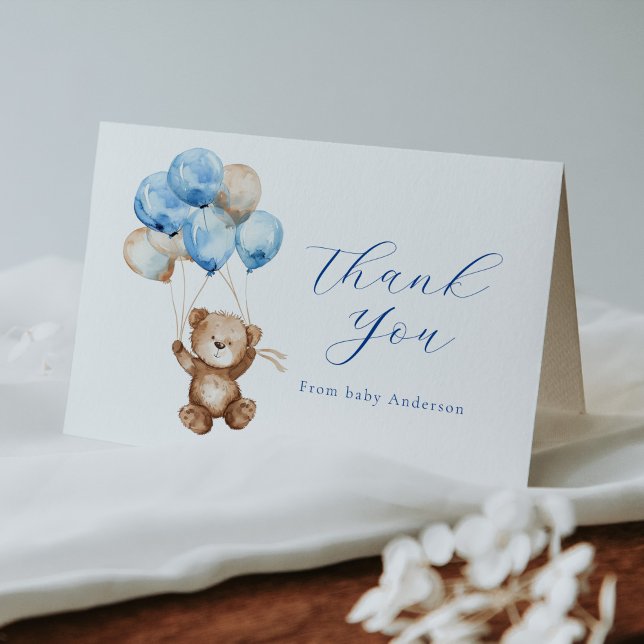 We Can Bearly Wait Teddy Bear Thank You  Note Card (Creator Uploaded)