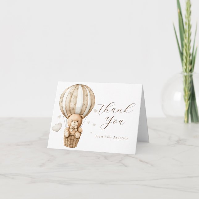 We Can Bearly Wait Teddy Bear Thank You  Note Card (Front)