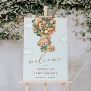 We Can Bearly Wait Teddy Bear Welcome Sign