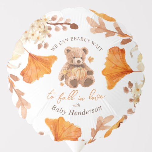 We Can Bearly Wait to Fall In Love Baby Shower Balloon