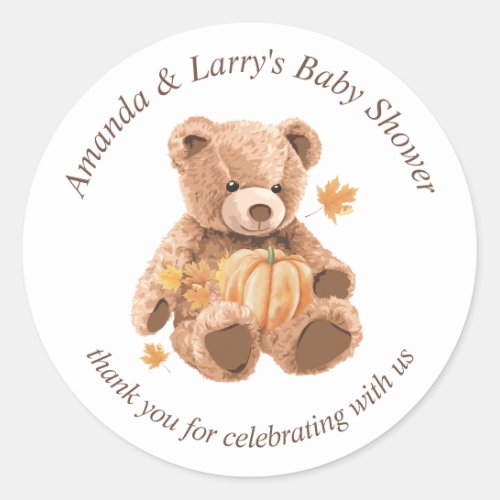 We Can Bearly Wait to Fall In Love Baby Shower Classic Round Sticker