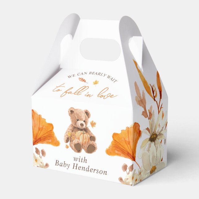 We Can Bearly Wait to Fall In Love Baby Shower Favor Boxes (Front Side)