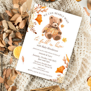 We Can Bearly Wait to Fall In Love Baby Shower Invitation