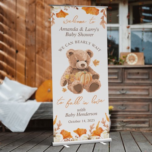 We Can Bearly Wait to Fall In Love Baby Shower Retractable Banner