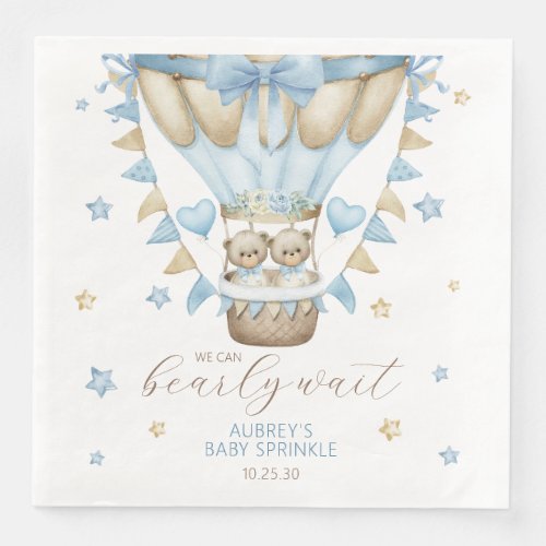 We Can Bearly Wait Twin Boy Baby Sprinkle Paper Dinner Napkins