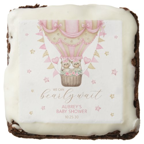 We Can Bearly Wait Twin Girl Baby Shower Brownie