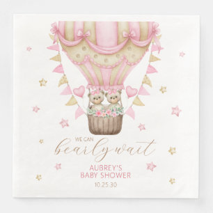 We Can Bearly Wait Twin Girl Baby Shower Paper Dinner Napkins