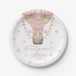 We Can Bearly Wait Twin Girl Baby Shower Paper Plates