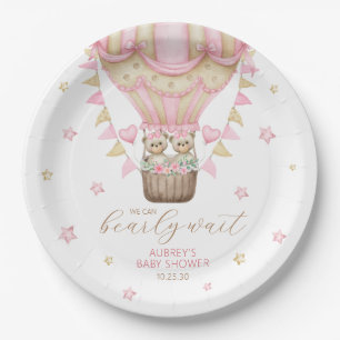 We Can Bearly Wait Twin Girl Baby Shower Paper Plates