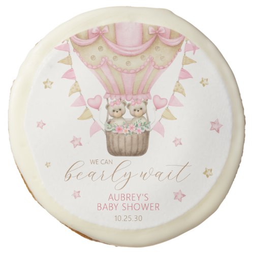 We Can Bearly Wait Twin Girl Baby Shower Sugar Cookie