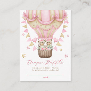 We Can Bearly Wait Twin Girl Diaper Raffle Enclosure Card