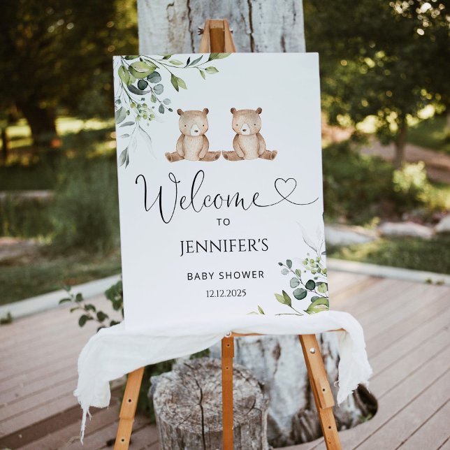 We can bearly wait twins baby shower welcome foam board (Creator Uploaded)
