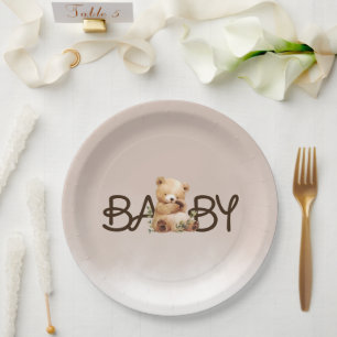 We Can Bearly Wait Watercolor Baby Shower Party Paper Plates