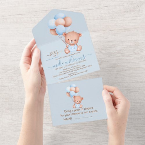 We can bearly wait watercolor bear all in one invi all in one invitation