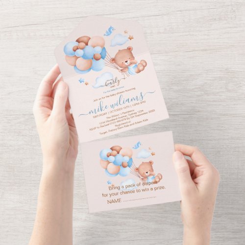 We can bearly wait watercolor bear all in one invi all in one invitation