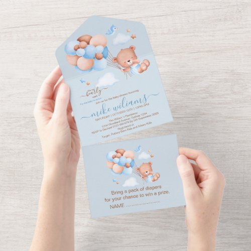 We can bearly wait watercolor bear   all in one invitation