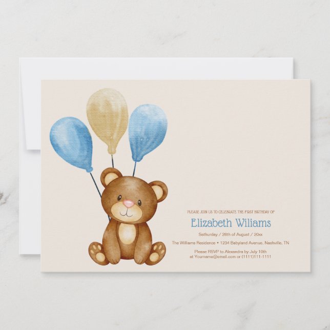 We can bearly wait watercolor bear invitation (Front)
