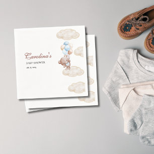 we can bearly wait watercolor blue baby shower napkins