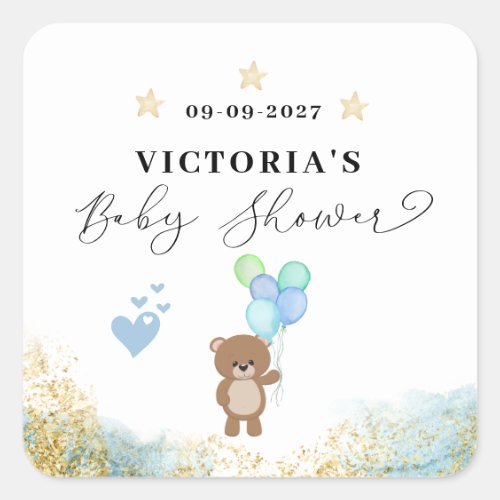 We can Bearly Wait Welcome Baby Shower Square Sticker