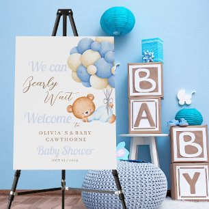We can Bearly Wait Welcome sign  Baby Boy Shower