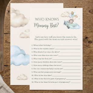 We Can Bearly Wait Who Knows Mommy Trivia Game