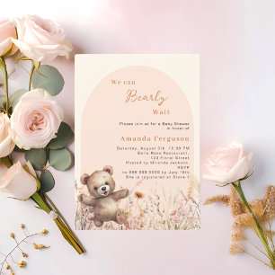 We can bearly wait wildflower arch Baby Shower Invitation