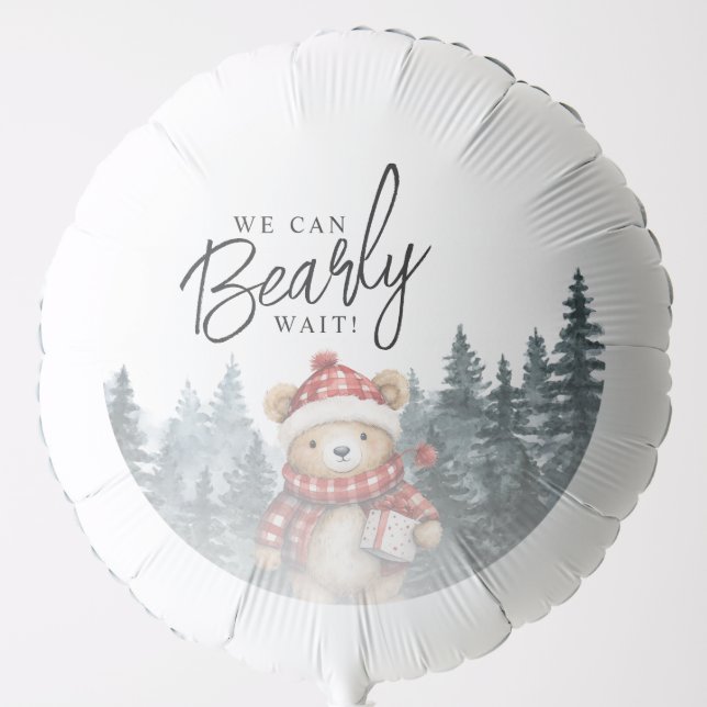 We Can Bearly Wait Winter Baby Shower Balloon (Front)