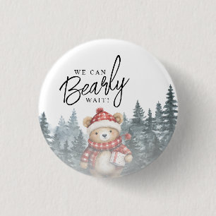 We Can Bearly Wait Winter Baby Shower Button