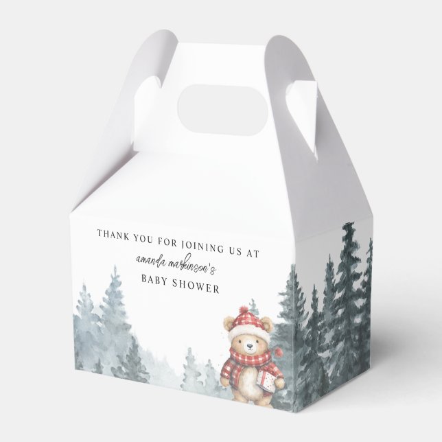 We Can Bearly Wait Winter Baby Shower Favor Boxes (Front Side)