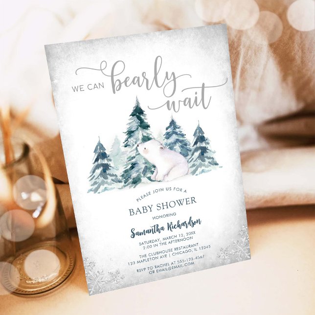 We Can Bearly Wait Winter Baby Shower Invitation (Creator Uploaded)