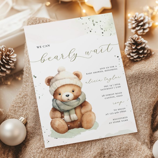 We Can Bearly Wait Winter Baby Shower Invitation (Creator Uploaded)