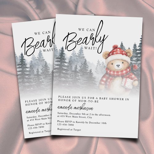 We Can Bearly Wait Winter Baby Shower Invitation