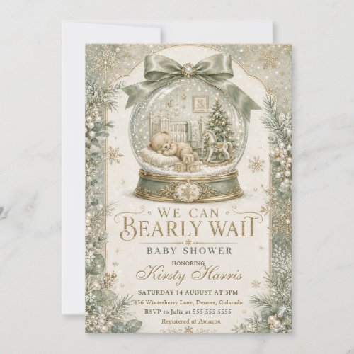 We Can Bearly Wait Winter Baby Shower Invitation