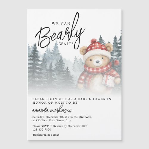 We Can Bearly Wait Winter Baby Shower Magnetic Invitation