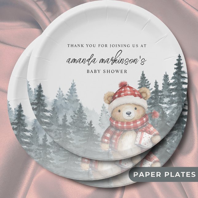 We Can Bearly Wait Winter Baby Shower Paper Plates (Creator Uploaded)