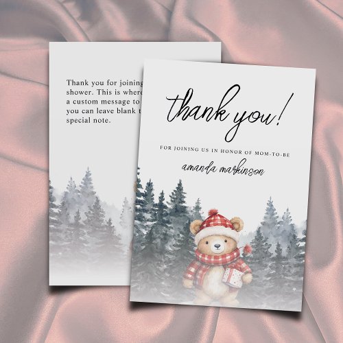 We Can Bearly Wait Winter Baby Shower Thank You Card