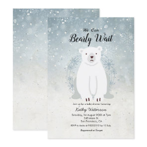 We can bearly wait winter bear baby shower invitation