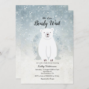 We can bearly wait winter bear baby shower invitation