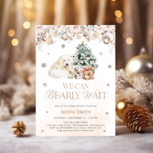 We Can Bearly Wait Winter Bear Baby Shower Invitation
