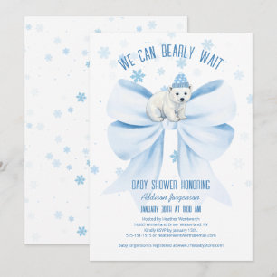 We Can Bearly Wait Winter Polar Bear Baby Shower Invitation